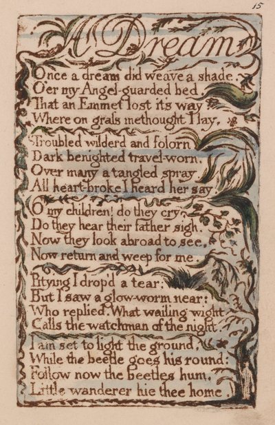 Songs of Innocence and of Experience, Plate 15, A Dream (Bentley 26) by William Blake